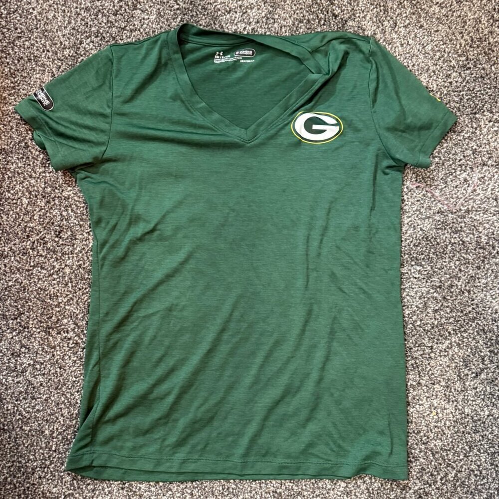 Under Armour Combine Authentic 🏈Green Bay Packers🏈 v-neck Heatgear T-shirt